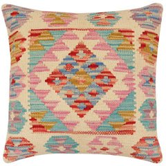 handmade Traditional Pillow Red Blue Hand-Woven SQUARE 100% WOOL Hand woven turkish pillow2' x 2'
