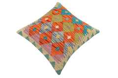 handmade Traditional Pillow Rust Blue Hand-Woven SQUARE 100% WOOL Hand woven turkish pillow2' x 2'