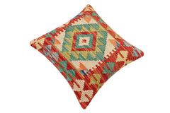 handmade Traditional Pillow Rust Blue Hand-Woven SQUARE 100% WOOL Hand woven turkish pillow 2 x 2