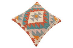 handmade Traditional Pillow Rust Blue Hand-Woven SQUARE 100% WOOL Hand woven turkish pillow 2 x 2