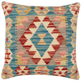 handmade Traditional Pillow Blue Red Hand-Woven SQUARE 100% WOOL Hand woven turkish pillow 2 x 2