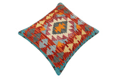 handmade Traditional Pillow Rust Blue Hand-Woven SQUARE 100% WOOL Hand woven turkish pillow 2 x 2