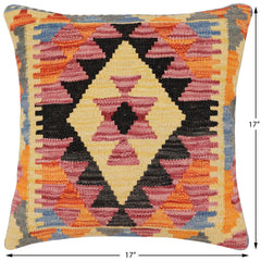 handmade Traditional Pillow Rust Blue Hand-Woven SQUARE 100% WOOL Hand woven turkish pillow 2 x 2