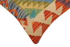 handmade Traditional Pillow Rust Blue Hand-Woven SQUARE 100% WOOL Hand woven turkish pillow 2 x 2