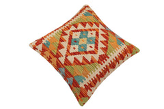 handmade Traditional Pillow Rust Beige Hand-Woven SQUARE 100% WOOL Hand woven turkish pillow 2 x 2