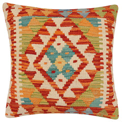 handmade Traditional Pillow Rust Beige Hand-Woven SQUARE 100% WOOL Hand woven turkish pillow 2 x 2