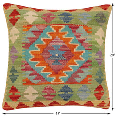 handmade Traditional Pillow Rust Blue Hand-Woven SQUARE 100% WOOL Hand woven turkish pillow PILLOW