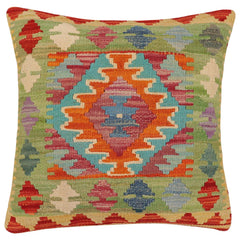 handmade Traditional Pillow Rust Blue Hand-Woven SQUARE 100% WOOL Hand woven turkish pillow PILLOW