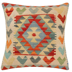 handmade Traditional Pillow Rust Beige Hand-Woven SQUARE 100% WOOL Hand woven turkish pillow 2 x 2