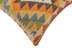 handmade Traditional Pillow Blue Gray Hand-Woven SQUARE 100% WOOL Hand woven turkish pillow 2 x 2