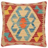 handmade Traditional Pillow Red Blue Hand-Woven SQUARE 100% WOOL Hand woven turkish pillow PILLOW
