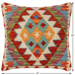 handmade Traditional Pillow Rust Beige Hand-Woven SQUARE 100% WOOL Hand woven turkish pillow PILLOW