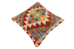 handmade Traditional Pillow Rust Beige Hand-Woven SQUARE 100% WOOL Hand woven turkish pillow PILLOW