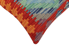 handmade Traditional Pillow Rust Blue Hand-Woven SQUARE 100% WOOL Hand woven turkish pillow 2 x 2