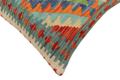 handmade Traditional Pillow Rust Blue Hand-Woven SQUARE 100% WOOL Hand woven turkish pillow 2 x 2