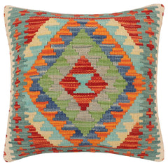 handmade Traditional Pillow Rust Blue Hand-Woven SQUARE 100% WOOL Hand woven turkish pillow 2 x 2