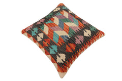 handmade Traditional Pillow Rust Blue Hand-Woven SQUARE 100% WOOL Hand woven turkish pillow 2 x 2