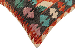 handmade Traditional Pillow Rust Blue Hand-Woven SQUARE 100% WOOL Hand woven turkish pillow 2 x 2