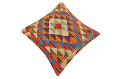 handmade Traditional Pillow Rust Blue Hand-Woven SQUARE 100% WOOL Hand woven turkish pillow 2 x 2