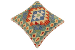 handmade Traditional Pillow Rust Blue Hand-Woven SQUARE 100% WOOL Hand woven turkish pillow PILLOW