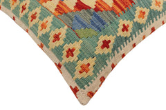 handmade Traditional Pillow Rust Blue Hand-Woven SQUARE 100% WOOL Hand woven turkish pillow PILLOW