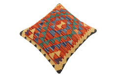 handmade Traditional Pillow Rust Blue Hand-Woven SQUARE 100% WOOL Hand woven turkish pillow 2 x 2