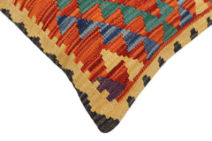 handmade Traditional Pillow Rust Blue Hand-Woven SQUARE 100% WOOL Hand woven turkish pillow 2 x 2