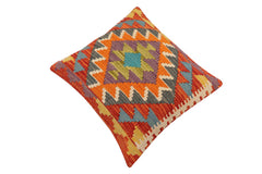 handmade Traditional Pillow Rust Blue Hand-Woven SQUARE 100% WOOL Hand woven turkish pillow 2 x 2