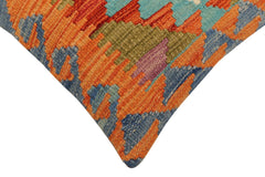 handmade Traditional Pillow Rust Blue Hand-Woven SQUARE 100% WOOL Hand woven turkish pillow 2 x 2