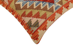 handmade Traditional Pillow Rust Blue Hand-Woven SQUARE 100% WOOL Hand woven turkish pillow 2 x 2