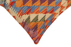 handmade Traditional Pillow Rust Blue Hand-Woven SQUARE 100% WOOL Hand woven turkish pillow 2 x 2