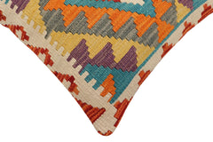 handmade Traditional Pillow Rust Blue Hand-Woven SQUARE 100% WOOL Hand woven turkish pillow2' x 2'