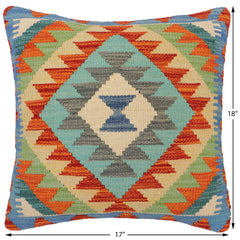 handmade Traditional Pillow Rust Blue Hand-Woven SQUARE 100% WOOL Hand woven turkish pillow 2 x 2
