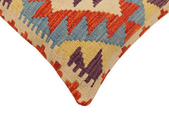 handmade Traditional Pillow Rust Blue Hand-Woven SQUARE 100% WOOL Hand woven turkish pillow 2 x 2