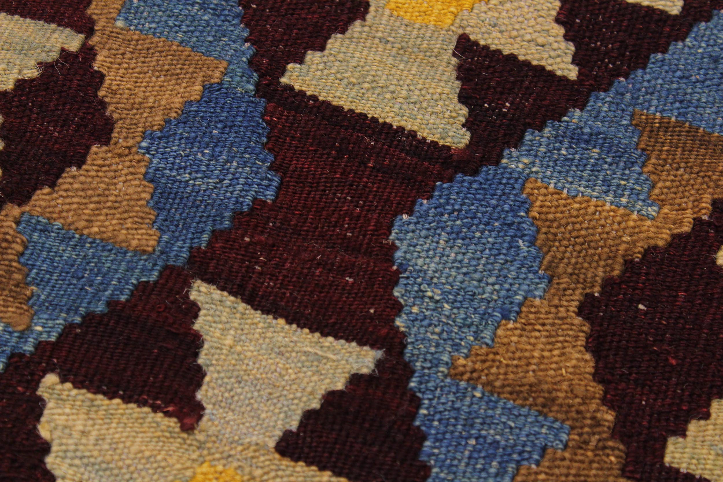 handmade Geometric Kilim Brown Blue Hand-Woven RECTANGLE 100% WOOL area rug 6 x 8