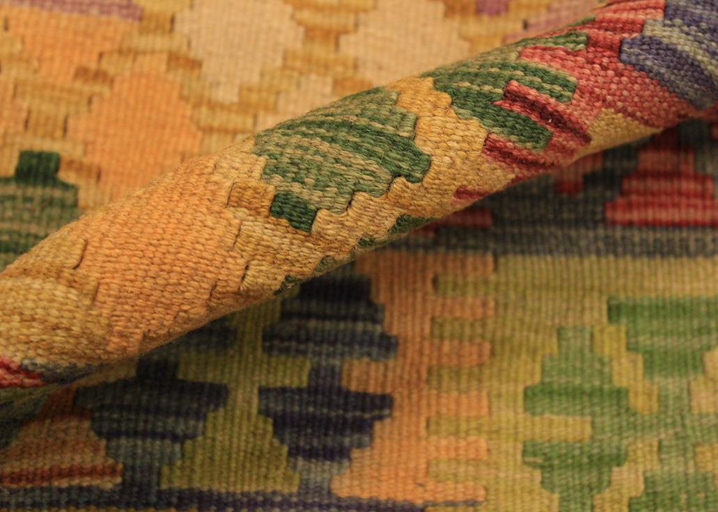 Flat Weave Kilim Antique Navaho Vintage handmade Geometric Kilim Beige Blue Hand-Woven Rectangle 100% Wool Area Rug 4x7 