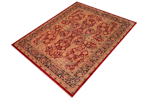 handmade Traditional Agra Red Blue Hand Knotted RECTANGLE 100% WOOL area rug 8x10