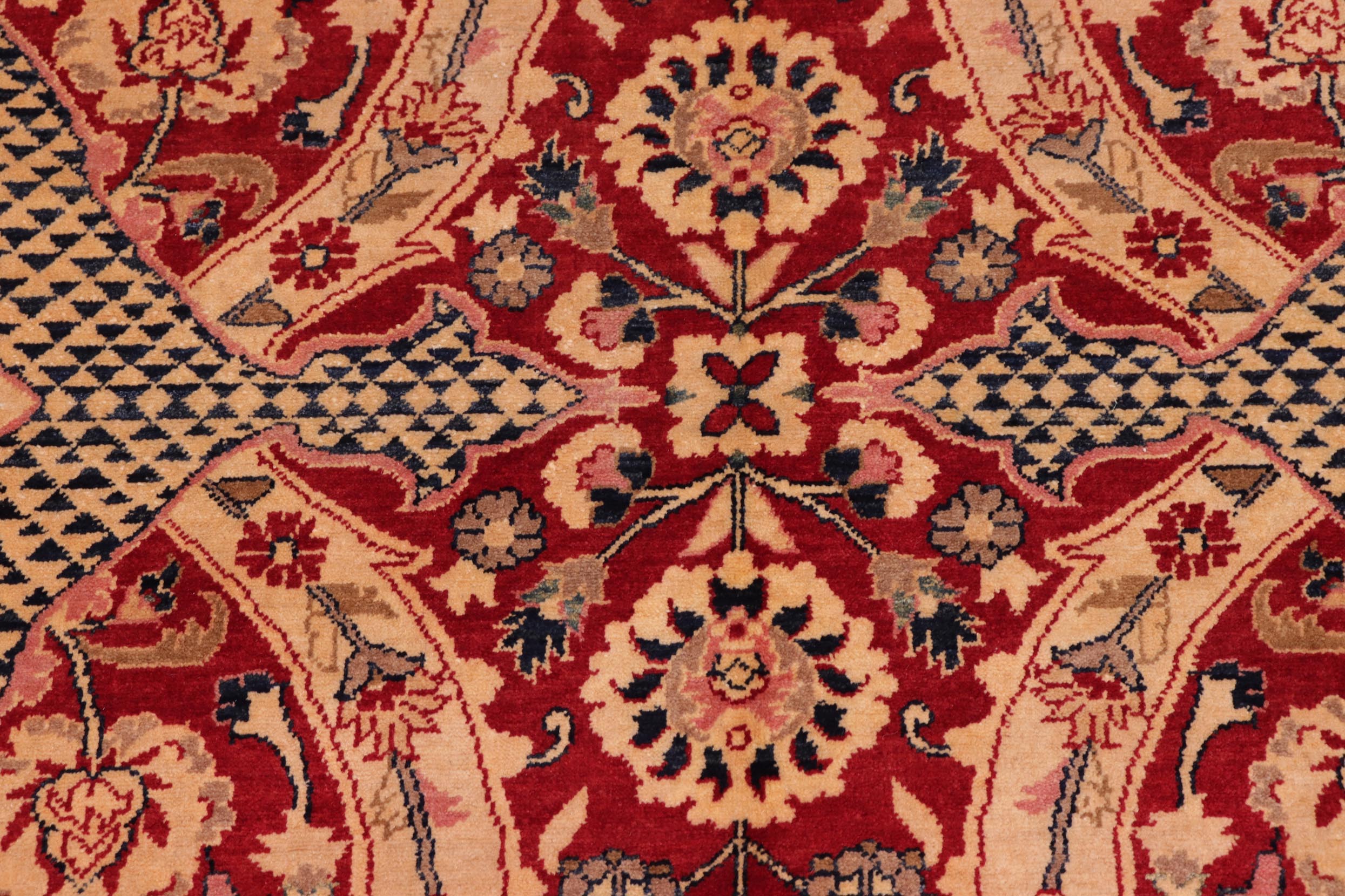 handmade Traditional Agra Red Blue Hand Knotted RECTANGLE 100% WOOL area rug 8x10
