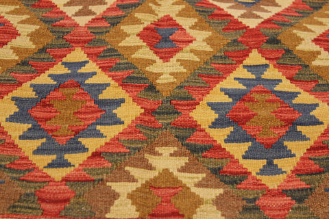 handmade Geometric Kilim Brown Blue Hand-Woven RECTANGLE 100% WOOL area rug 4 x 6