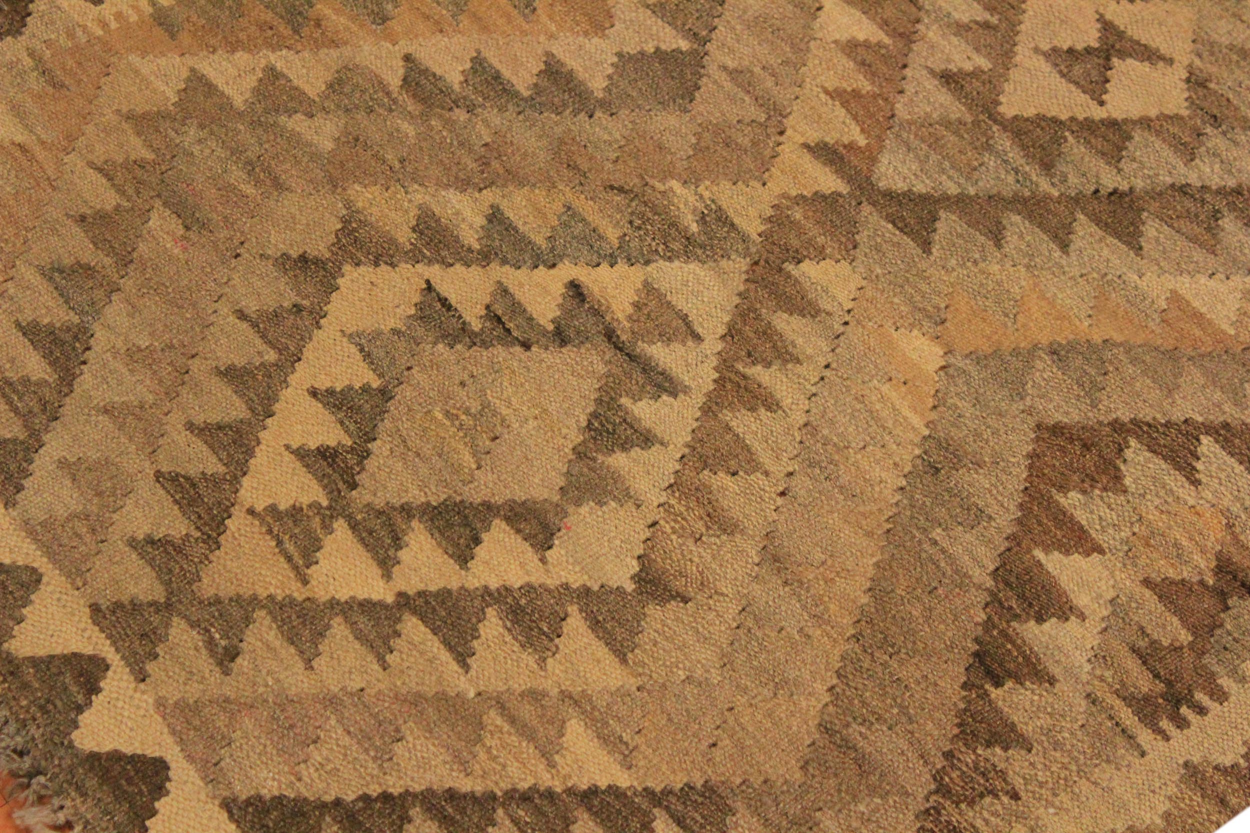 handmade Geometric Kilim Gray Brown Hand-Woven RECTANGLE 100% WOOL area rug 3' x 4'
