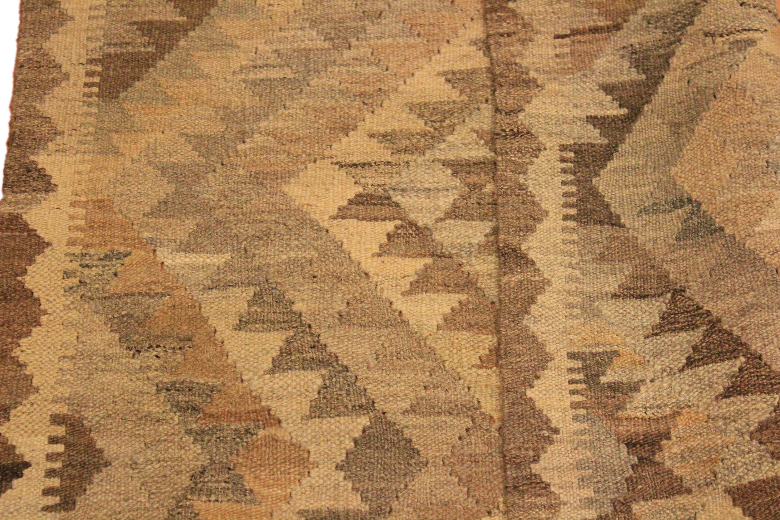 handmade Geometric Kilim Gray Brown Hand-Woven RECTANGLE 100% WOOL area rug 3' x 4'