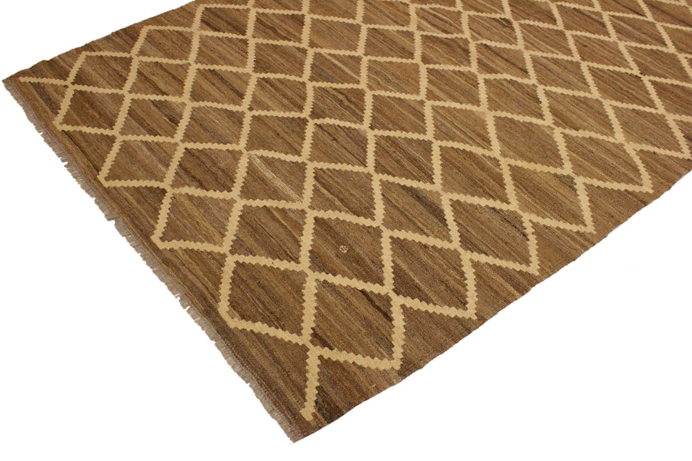 handmade Modern Kilim Bluish Gray Beige Hand-Woven RECTANGLE 100% WOOL area rug 5' x 8'