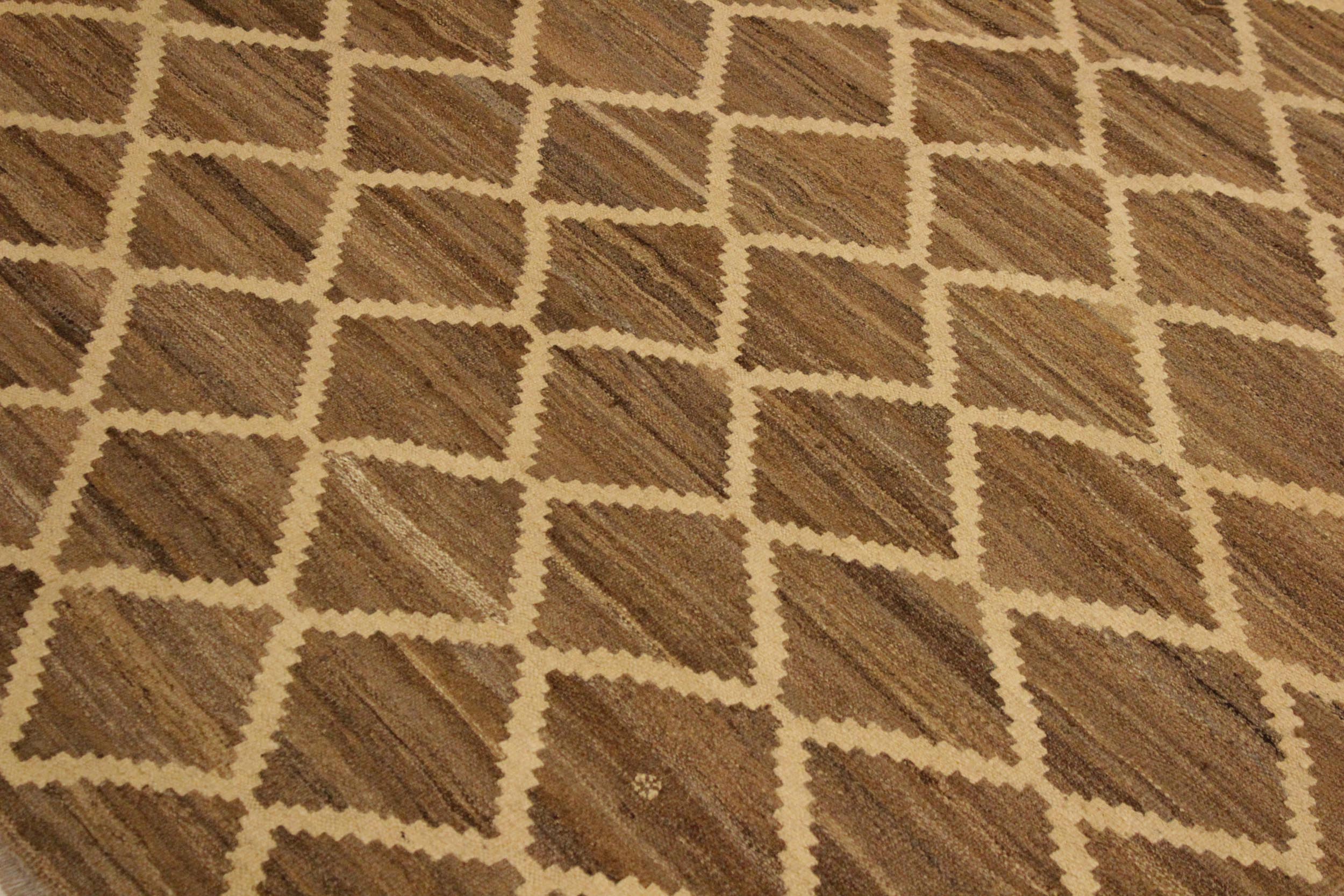 handmade Modern Kilim Bluish Gray Beige Hand-Woven RECTANGLE 100% WOOL area rug 5' x 8'