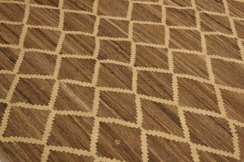 handmade Modern Kilim Bluish Gray Beige Hand-Woven RECTANGLE 100% WOOL area rug 5' x 8'