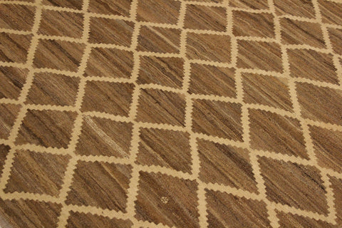 handmade Modern Kilim Bluish Gray Beige Hand-Woven RECTANGLE 100% WOOL area rug 5' x 8'