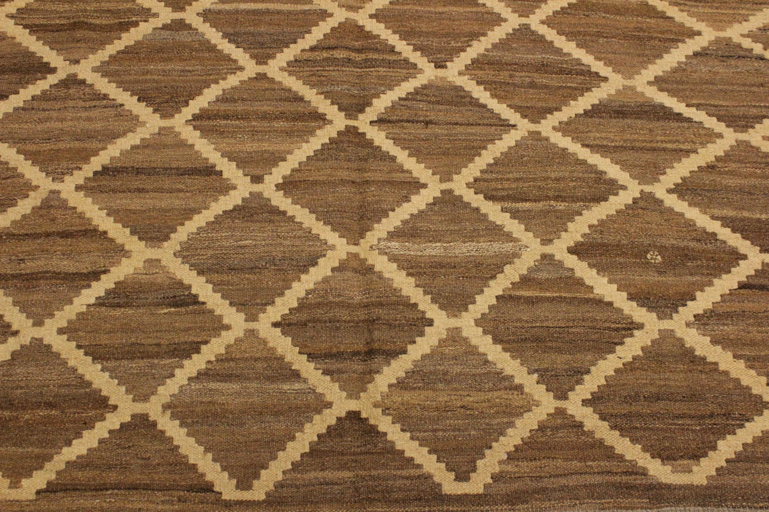 handmade Modern Kilim Bluish Gray Beige Hand-Woven RECTANGLE 100% WOOL area rug 5' x 8'