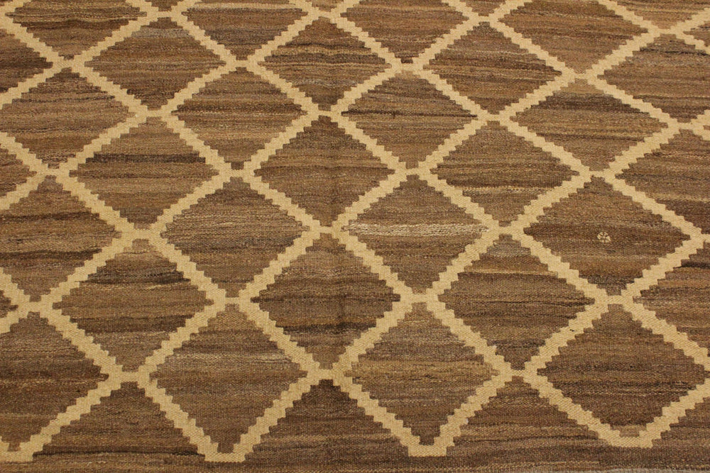 handmade Modern Kilim Bluish Gray Beige Hand-Woven RECTANGLE 100% WOOL area rug 5' x 8'