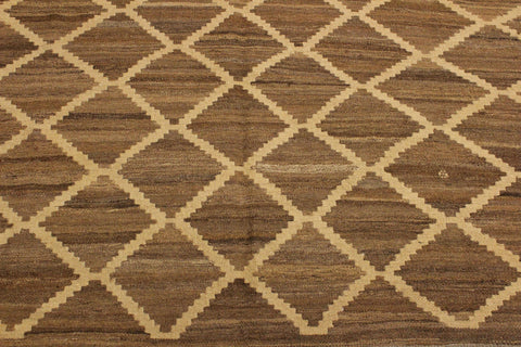 handmade Modern Kilim Bluish Gray Beige Hand-Woven RECTANGLE 100% WOOL area rug 5' x 8'