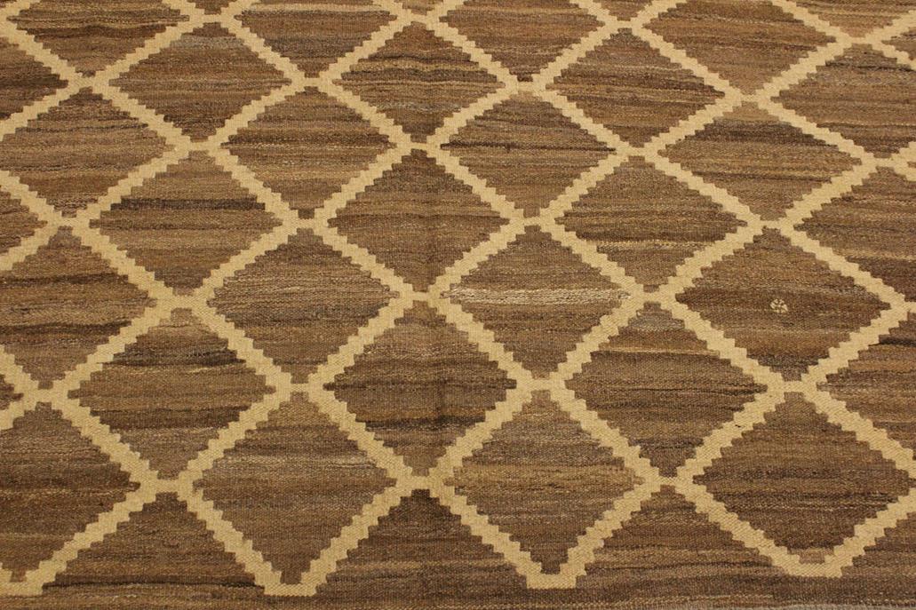 Flat Weave Kilim Antique Navaho Vintage handmade Modern Kilim Bluish Gray Beige Hand-Woven Rectangle 100% Wool Area Rug 5x8 