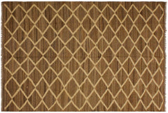 handmade Modern Kilim Bluish Gray Beige Hand-Woven RECTANGLE 100% WOOL area rug 5' x 8'
